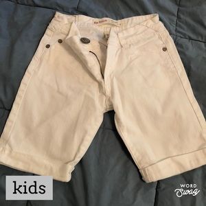 Little girls white denim walking shorts